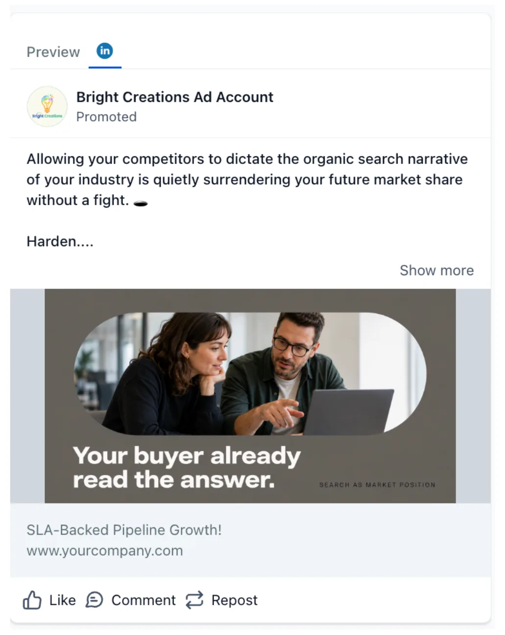 Consultoría SEO — aviso de LinkedIn