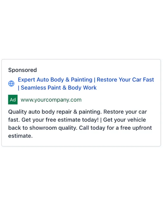 Taller de pintura automotriz — aviso de Google