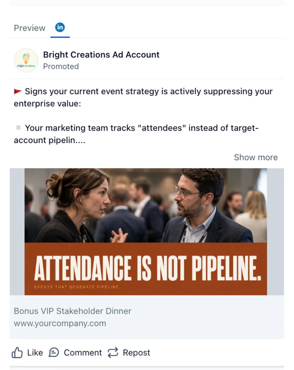 Promotor de eventos — aviso de LinkedIn